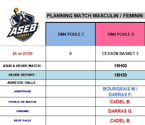 Planning du 26 septembre 2026 à domicile !