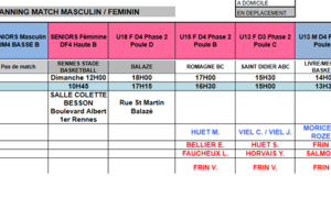 Planning du 21 et 22 Mars 2020