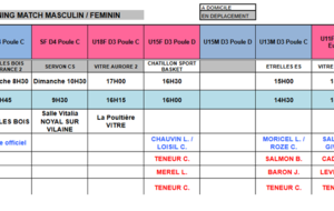 Planning du 13 et 14 Novembre 2021