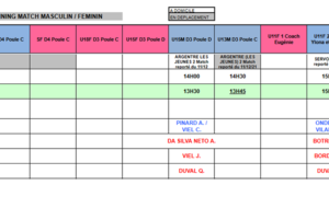 PLanning du 18 Décembre 2021