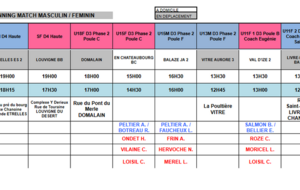 Planning du 5 et 6 Mars 2022