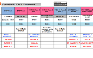 Planning du 26 et 27 Mars 2022