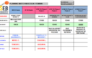 Planning du 28 et 29 Mai 2022