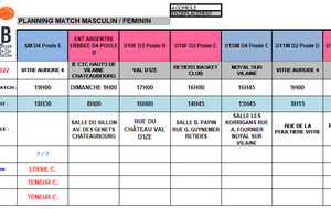 PLANNING DU 15 ET 16 Octobre 2022