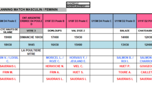 Planning du 19 et 20 Novembre