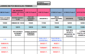 Planning du 3 et 4 Décembre 2022