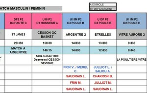 Planning du 20 et 21 Janvier 2024