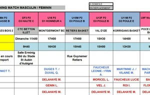 Planning du 10 et 11 Février 2024