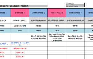 Planning du 14, 15 et 16 Novembre 2025