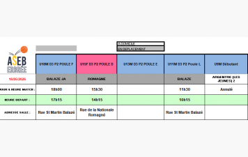 Planning du 16 Mai 2026