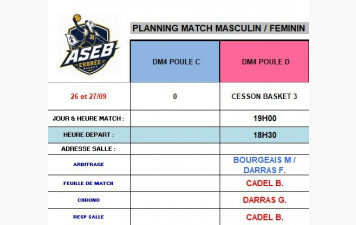 Planning du 26 septembre 2026 à domicile !