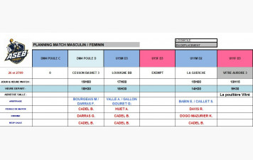 Planning du 26 septembre 2026
