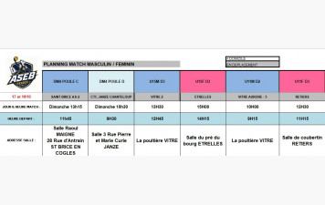 Planning du 17 et 18 Octobre 2026