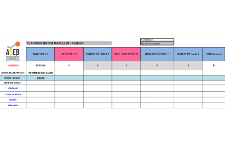 Planning du 9 Janvier 2026