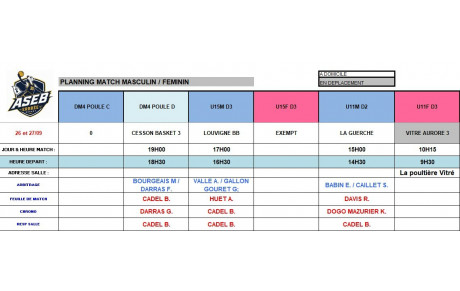 Planning du 26 septembre 2026