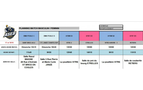 Planning du 17 et 18 Octobre 2026