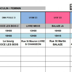 Planning du 3 octobre 2026