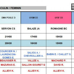 Planning du 10 octobre 2026